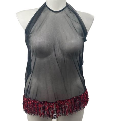 Dreamgirl Intimates Sleepwear Dreamgirl I Lingerie Sheer Black Fringes Poshmark