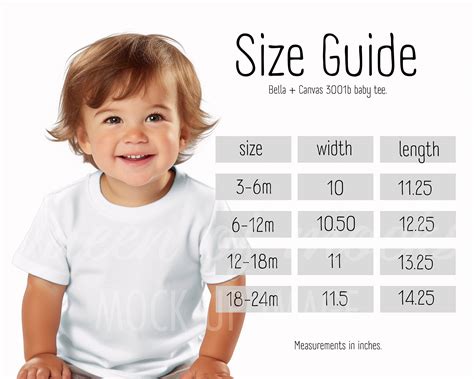 Bella + Canvas 3001b Size Chart Baby Tshirt Size Chart Childrens T-shirt Size Guide 3001b Bella