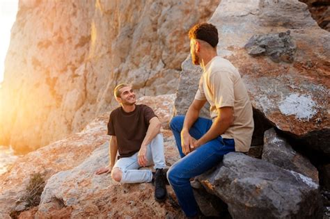 Free Photo Affectionate Gay Couple Spending Time Together On The Beach