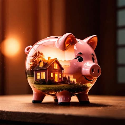 Premium Photo Double Exposure Of Piggy Bank And House Showing Saving