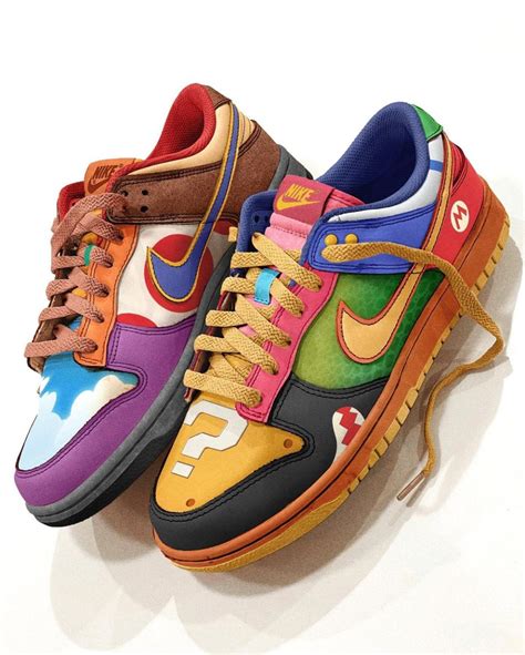 Une Paire De Sneakers Nike Customisée En Lhonneur De Super Mario Bros