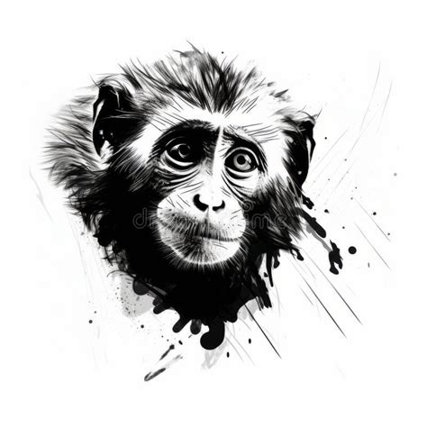 Charming Chimpanzee Portrait: a Captivating Blend of Realism and Artistry Stock Illustration ...