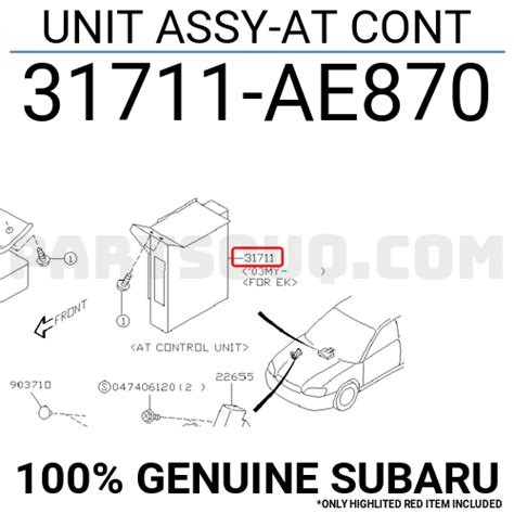 UNIT ASSY-AT CONT 31711AE870 | Subaru Parts | PartSouq