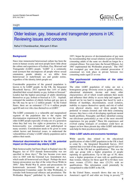 Pdf Older Lesbian Gay Bisexual And Transgender Persons In Uk Reviewing Issues And Concerns