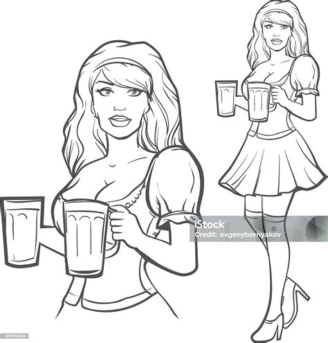 Girl Beer Beer Fest Germany Pretty Stock Illustration Download Image