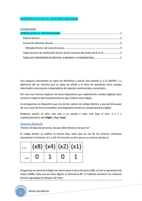 Introducci N Al Sistema Binario Pdf