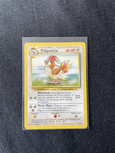 Pok Mon Tcg Pidgeotto Base Set Rare Pokemon Card Wotc Mint