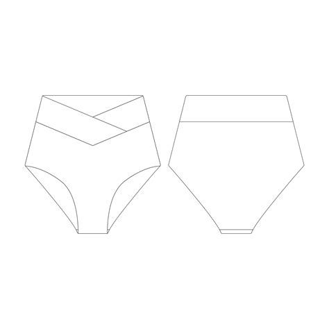 Template Crossover High Waist Bikini Bottom Vector Illustration Flat Design Outline Clothing