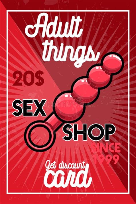 Color Vintage Sex Shop Banner Stock Vector Illustration Of Erotic Design
