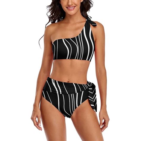 Nordic Lines Bikinis Set Graffiti Hearts Stylish Bikini Swimsuit High Waist Swimwear Bath Print