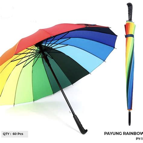 Jual Payung Golf Jumbo Besar Motif Pelangi Warna Rainbow Kuat Kokoh