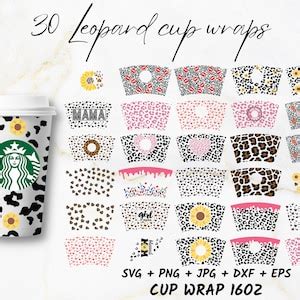 Leopard Pattern Oz Hot Cup Wrap Svg Oz Hot Cup Wrap Oz Starbucks Wrap Svg Starbucks