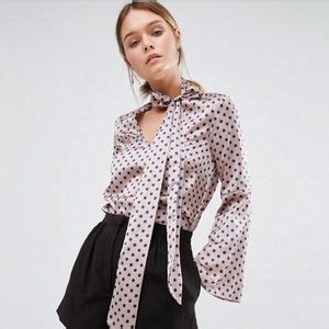 Closet Tops Nwt Polka Dot Pussy Bow Blouse With Bell Sleeves Poshmark