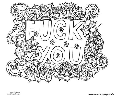 Fuck You Word Doodle Adult Coloring Page Printable