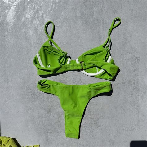Salty Bottom Swim Sample Green Bikini Pc Set Top Depop
