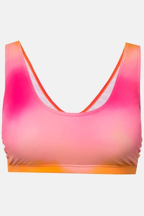 Haut de bikini à bonnets souples et amovibles dégradé de couleurs orange rouge Ulla Popken