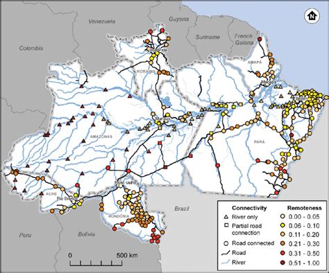 Map Illustrating The Brazilian Amazon Road Connectivity And