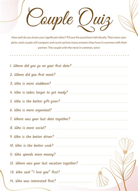 Free Printable Compatibility Test For Couples - FREE Printable A-Z