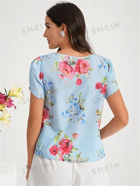 Shein Clasi Womens Floral Print Puff Sleeve Shirt Shein Usa