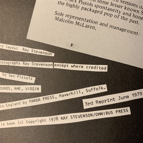 Sex Pistols File By Ray Stevenson 1979 3rd Revised Edition