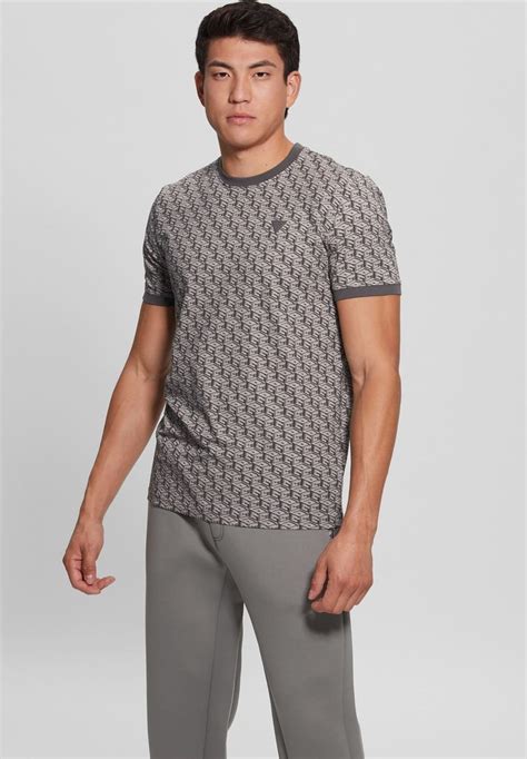 Guess Allover G Cube Logo T Shirt Imprimé Grau Gris Zalando Fr