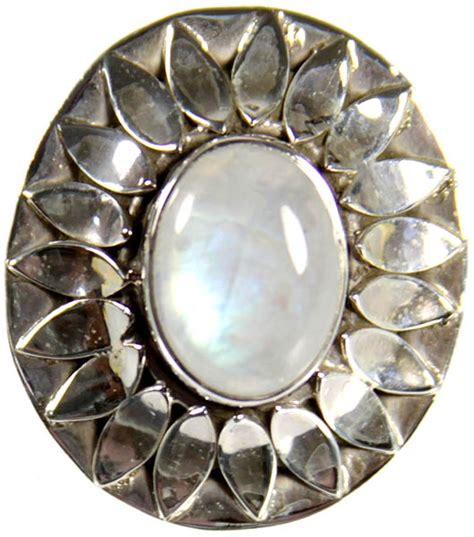 Rainbow Moonstone Ring Exotic India Art