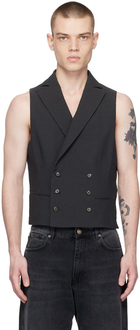 424 Black Double Breasted Vest 424