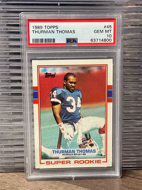 Thurman Thomas 1989 Topps Super Rookie 45 Buffalo Bills Psa 10 Gem