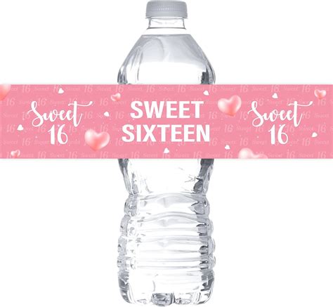 Monmon And Craft Pink Sweet Sixteen Water Bottle Labels Stickers For Girls 16th