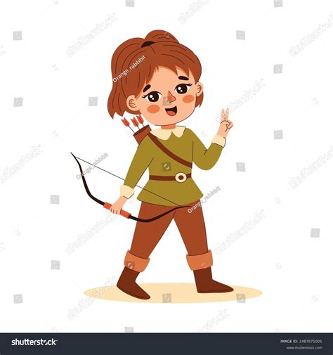 Naughty Girl Archer Suit Bow Arrows Stock Vector (Royalty Free