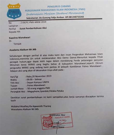 Yuk Belajar Contoh Surat Pemberitahuan Aksi Terlengkap Catatan Las