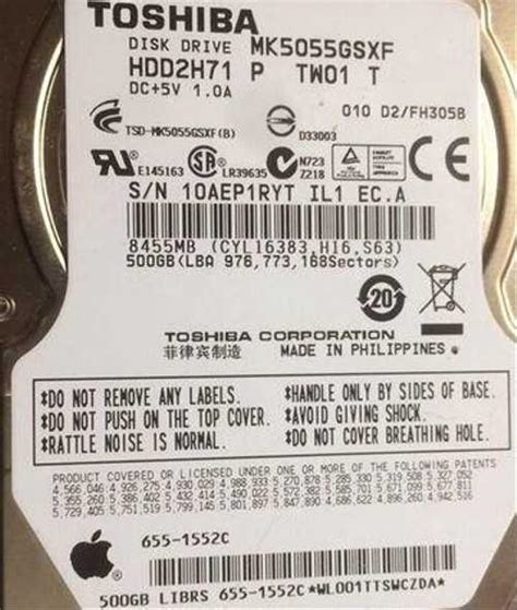 Apple SATA 500gb оригинальный жесткий диск | Festima.Ru – частные ...