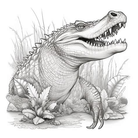 Um Desenho De Um Crocodilo A Boca Aberta E Os Dentes Bem Abertos