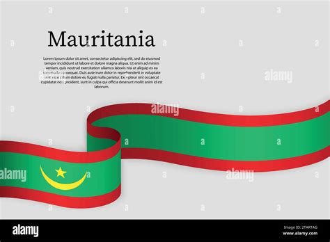 Ribbon Flag Of Mauritania Celebration Background Template Stock Vector