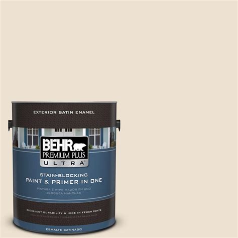 BEHR Premium Plus Ultra 1 Gal PPU7 15 Ivory Lace Satin Enamel