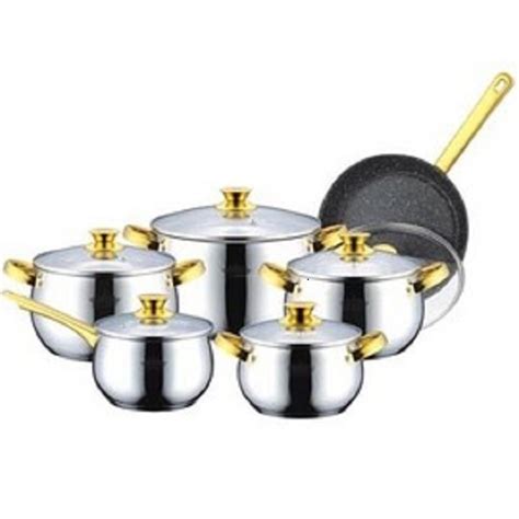 Set 5 Oale Din Inox Si Tigaie Cu Interior Din Teflon Cu 6 Capace Din