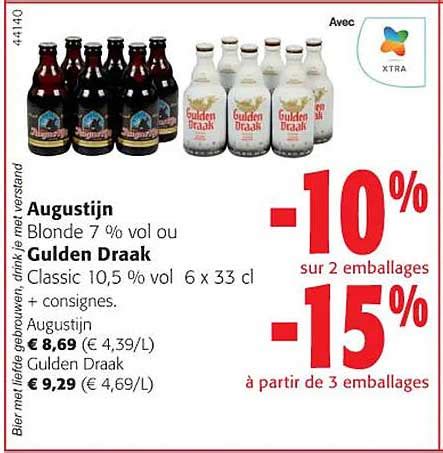Promo Augustijn Blonde 7 Vol Ou Gulden Draak Classic 10 5 Vol Chez Colruyt ICatalogue Fr