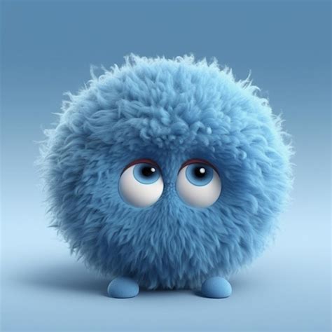 premium ai image  blue fuzzy monster   sad face