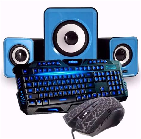 Kit Gamer Teclado Mouse Fio Caixa De Som Subwoofer R