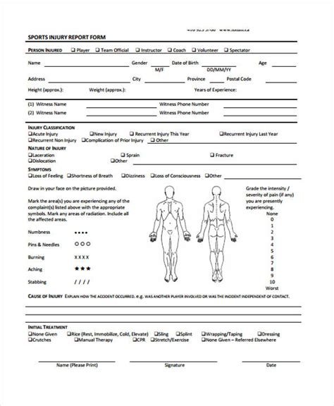 Printable Injury Report Form Printable Word Searches