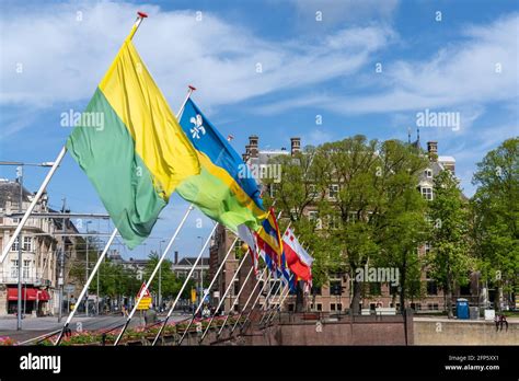 Den Haag Netherlands 16 May 2021 The Flags Of The Twelve Dutch