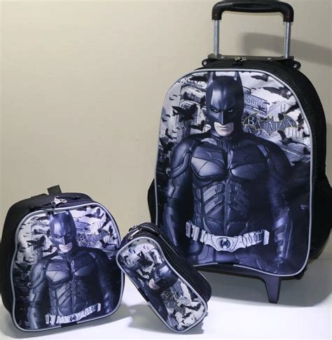 Kit Mochila Bolsa Infantil Escolar Menino Rodinha Batman Jr R 139 99