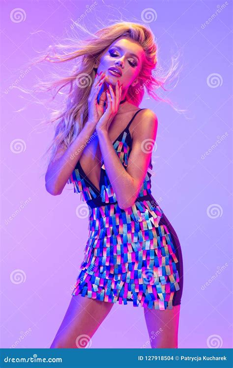 Sensual Blonde Woman With Long Curly Hair Stock Photo Image Of Cosmic Beauty