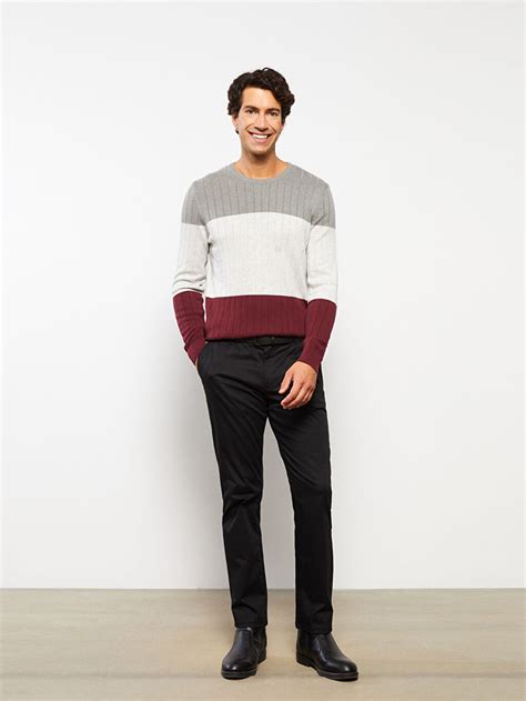 Crew Neck Long Sleeve Color Block Men S Knitwear Sweater W Z Hmb