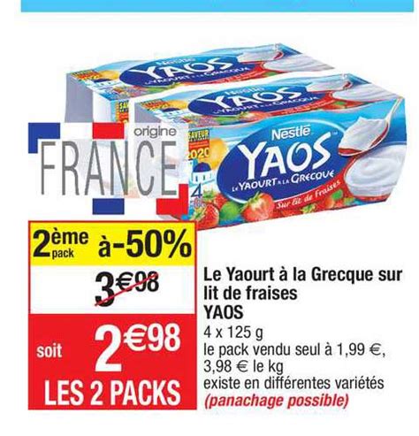 Promo Le Yaourt A La Grecque Sur Lit De Fraises Yaos Chez Migros France