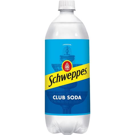 Schweppes Club Soda Carbonated Water Soft Drink 1 L Bottle