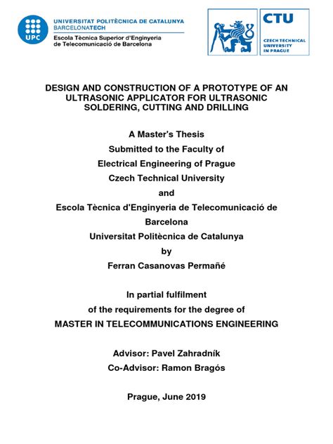 Design and Construction of A Prototype of An Ultrasonic Applicator ...