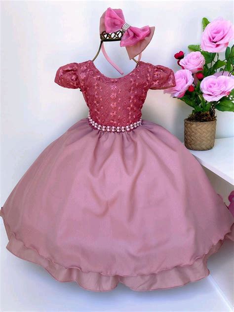 Vestido Rose Nude Daminha Noivinha A Tiara Elo