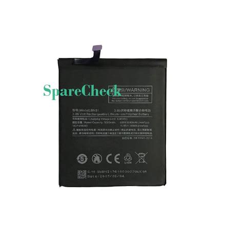 Mi A1 Battery BN31 - SpareCheck Mobile Display and Touch