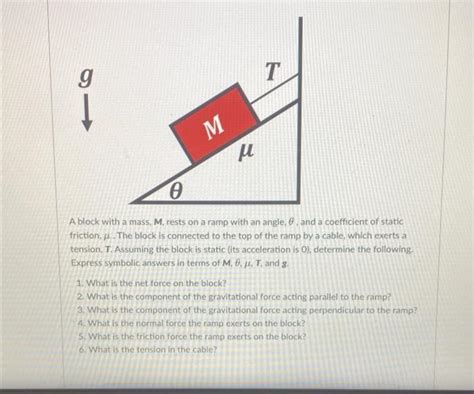 Solved G T M M A Block With A Mass M Rests On A Ramp Chegg
